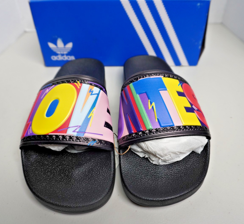 Adidas Originals Adilette Pride Mens Slides Slip Ons Love Unites NWT